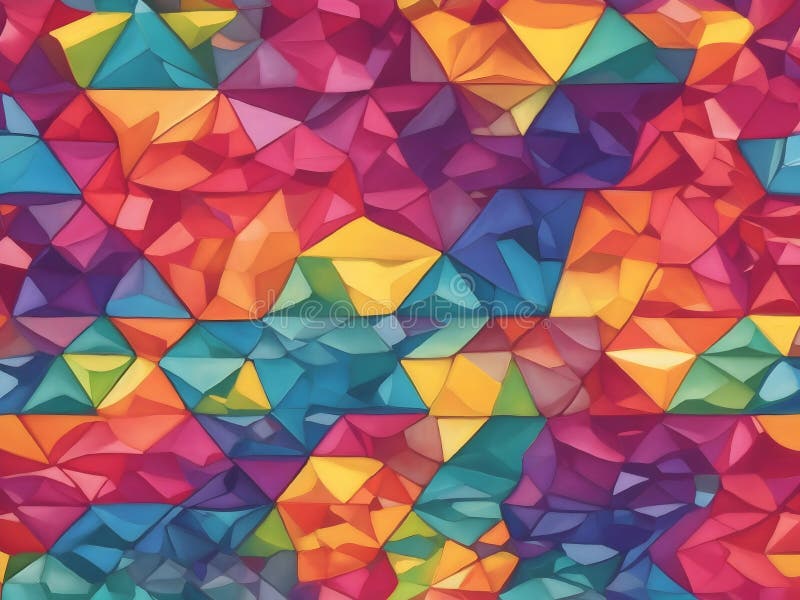 Triangular Chroma: Abstract Rainbow Polygons stock illustration