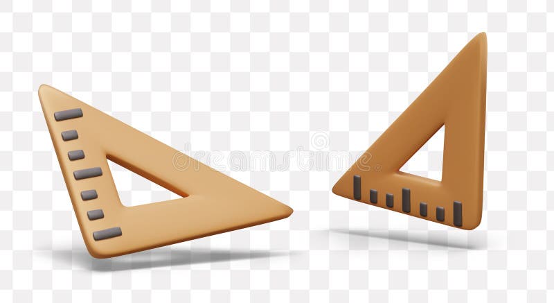 Triangular ruler, set square. Realistic scale model. Isolated vector image stock illustration