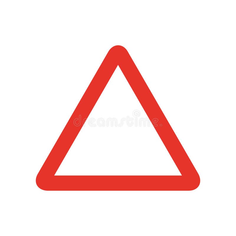 Triangular traffic signal in white and red, isolated on white background. Warning signal vector illustration Triangular traffic signal in white and red, isolated on white background. Warning signal vector illustration
