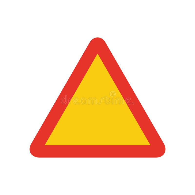 Triangular traffic signal in yellow and red, isolated on white background. Temporary warning signal stock illustration Triangular traffic signal in yellow and red, isolated on white background. Temporary warning signal stock illustration