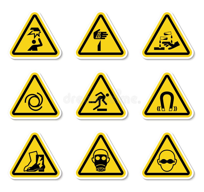 Warning Hazard Symbols Labels Sign Isolate on White Background,Vector Illustration Stock Vector