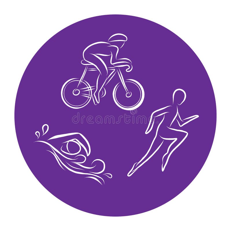 Triathlon Hand Drawn Outline Icons Set for Sport Event or Marathon or ...