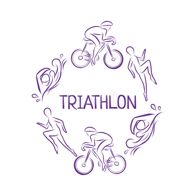 Triathlon Hand Drawn Outline Icons Set for Sport Event or Marathon or ...