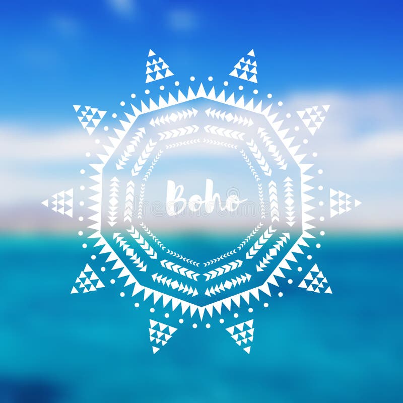 Tribal circle ornament, round oriental boho motif stock illustration