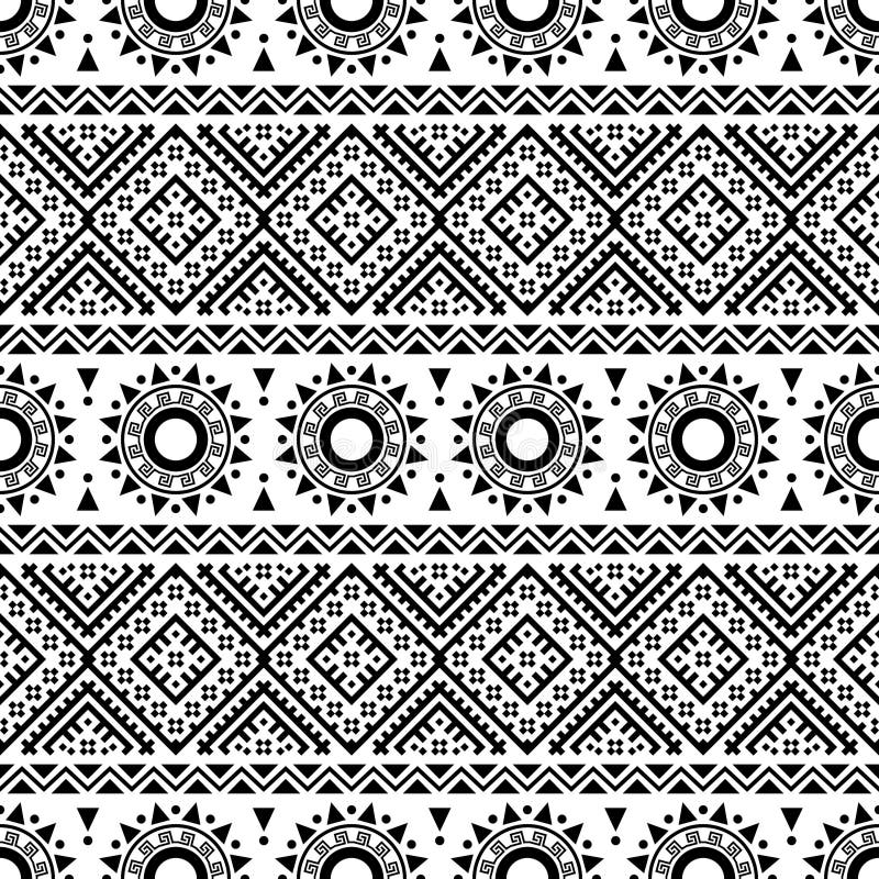 Tribal Ethnic Seamless Ethnic Pattern Vector Black White Color Stock ...