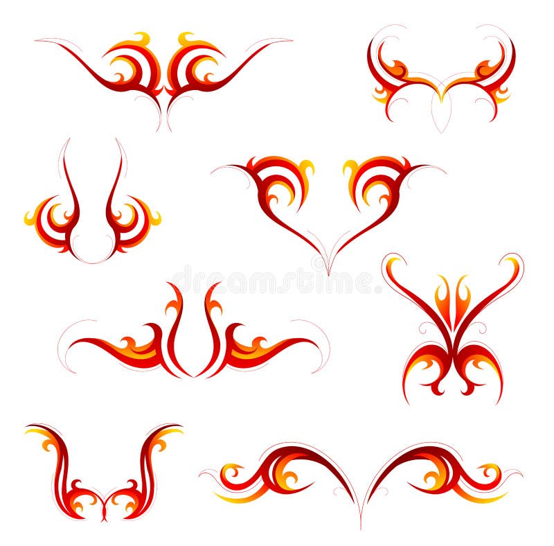 Fire flames tattoo stock illustration in 2023