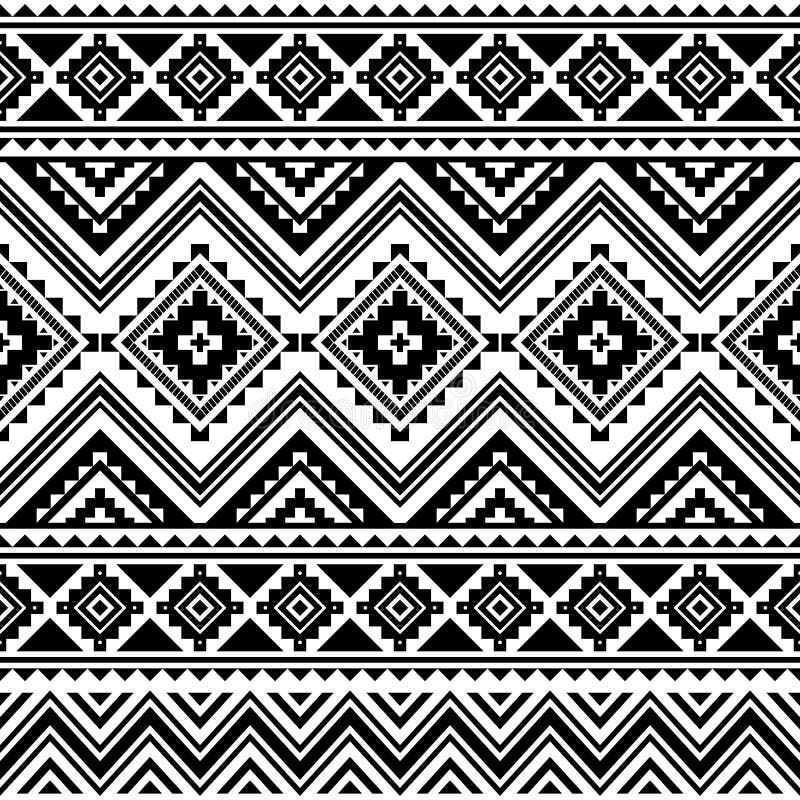 Tribal Geometric Black-white Seamless Pattern Stock Vector ...