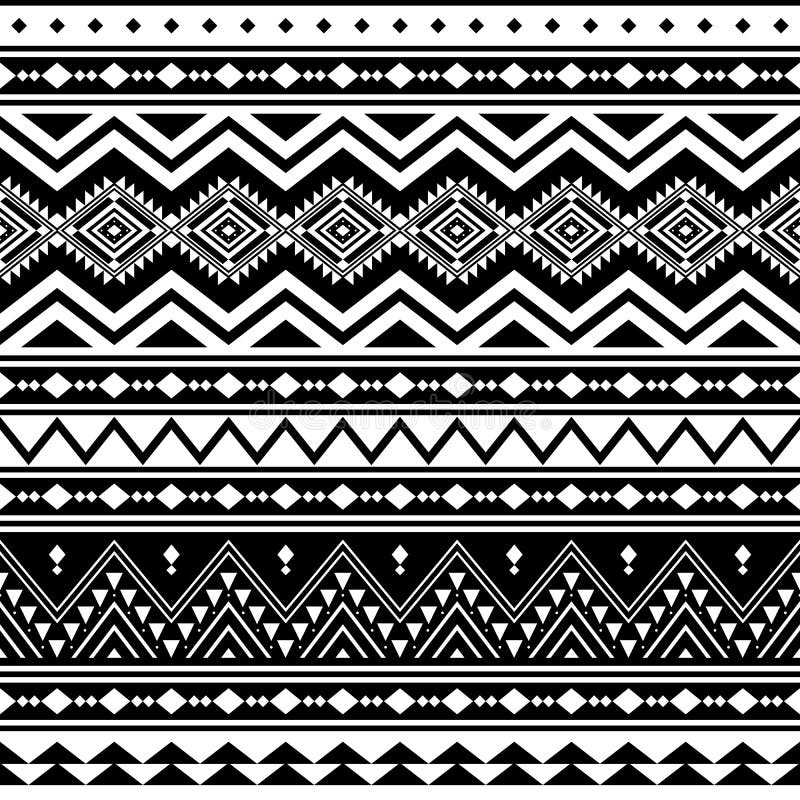 Tribal Geometric Black-white Seamless Pattern Stock Vector ...