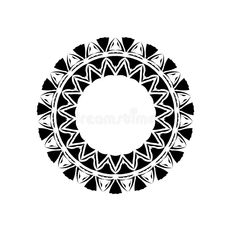 Polynesian Hawaiian Tattoo Style Round Frame or Border Vector Design ...