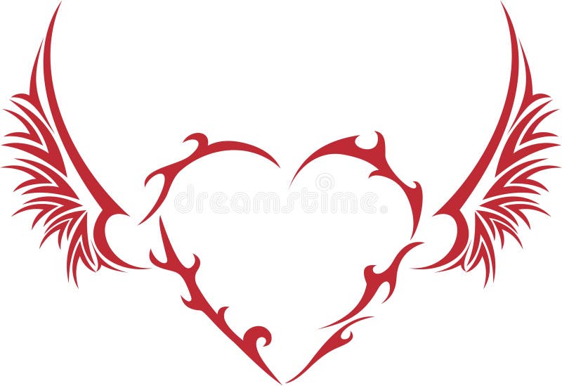 Tribal heart with wings stock vector. Illustration of stylized - 7144538