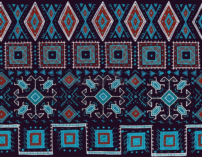 Tribal seamless pattern. indian or african ethnic stamp style. Hand-drawn vector image for textile, decorative stock illustration Tribal seamless pattern. indian or african ethnic stamp style. Hand-drawn vector image for textile, decorative stock illustration