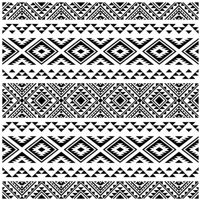 Tribal Seamless Pattern Texture Background Design Vector in Black White ...