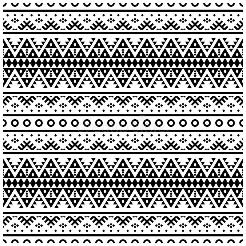 Tribal Seamless Pattern Texture Background Design Vector in Black White ...