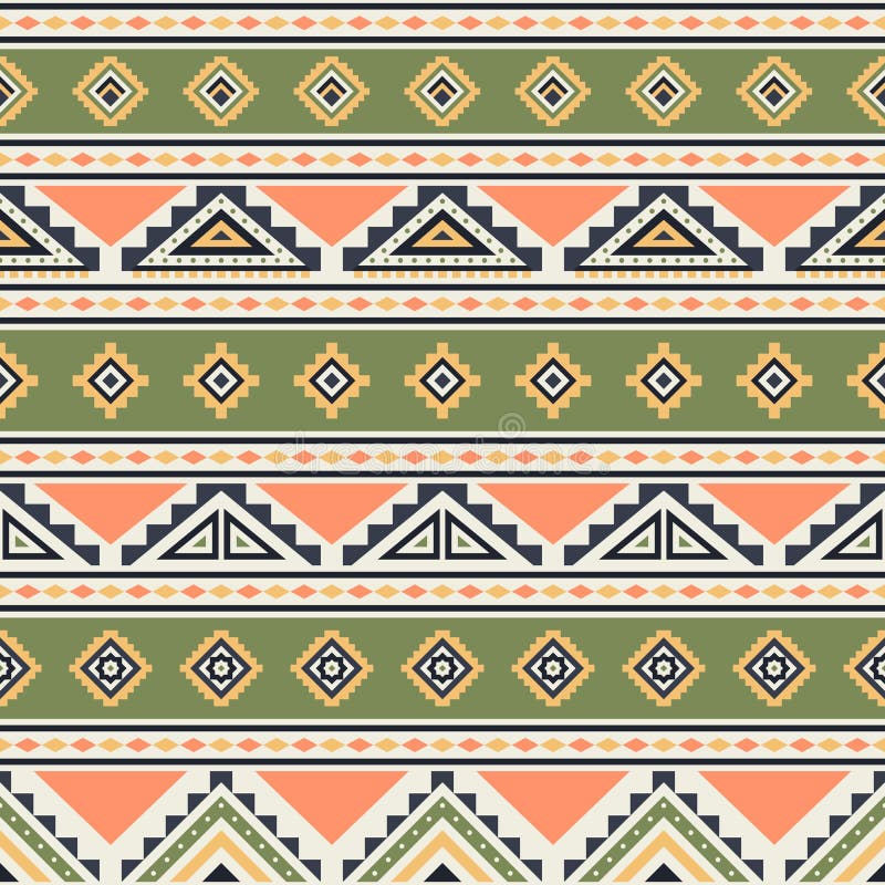 Tribal Aztec Geometric Seamless Pattern Stock Vector - Illustration of ...