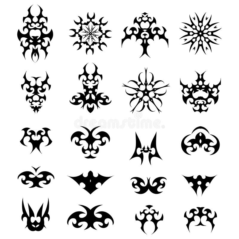 Bat and symmetric tribals Royalty Free Vector Image