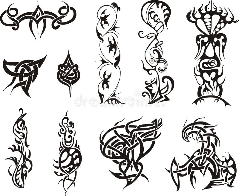 Tribal tattoo designs stock vector. Illustration of dingbat - 24730686