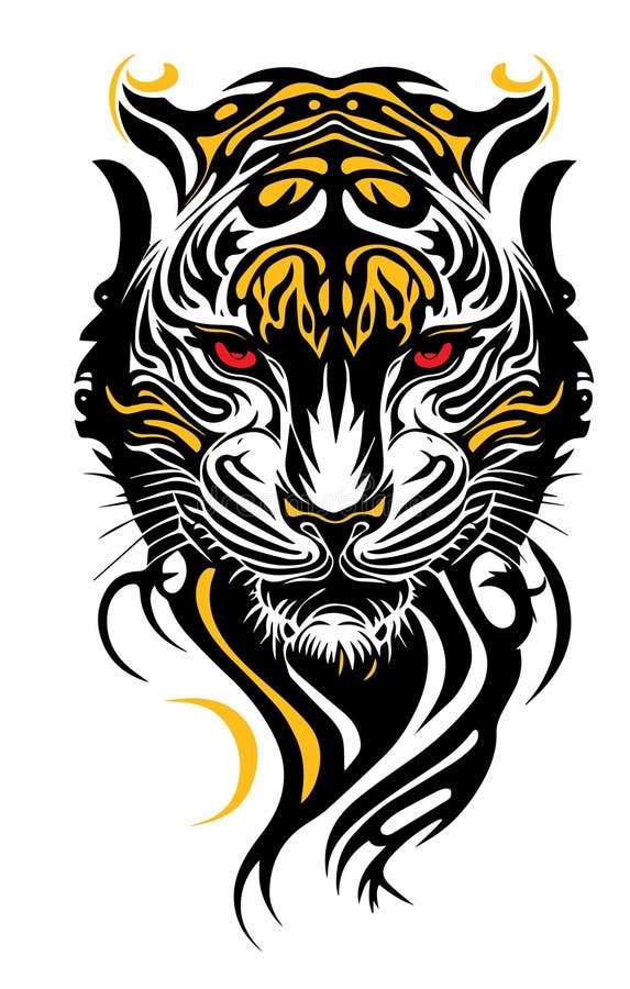 Tribal Tiger, Great for T-shirts and Tattoos Stock Vector ...
