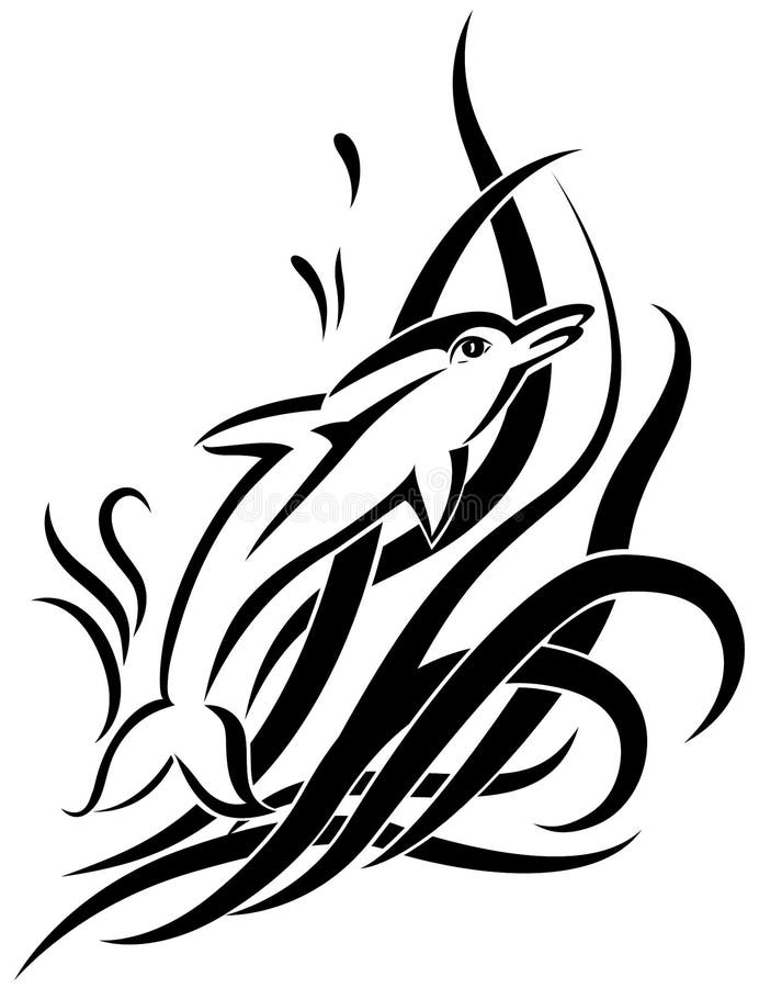 Dolphin Tattoo in Maori Style. Vector Illustration EPS10 Stock Illustration  - Illustration of curve, sketch: 83886141