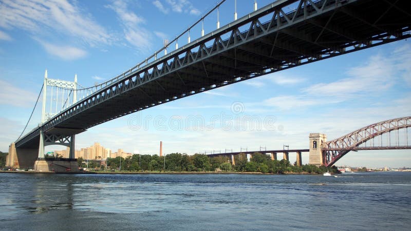 Triborough Bridge and Hell Gate Bridge, view from Astoria Park, Queens, NY royalty free stock images