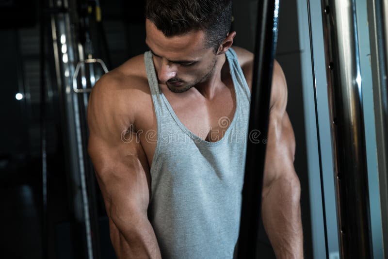 Triceps Exercise stock photo. Image of muscular, body 35471698