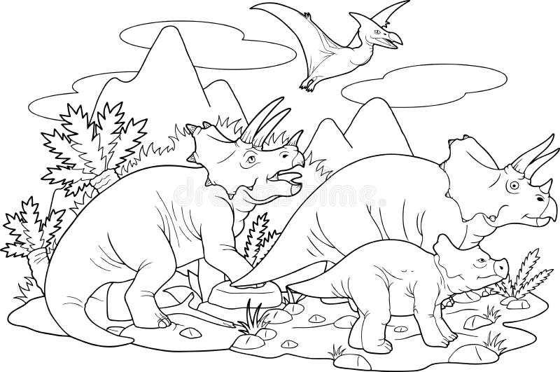 Triceratops happy family stock illustration Triceratops happy family stock illustration