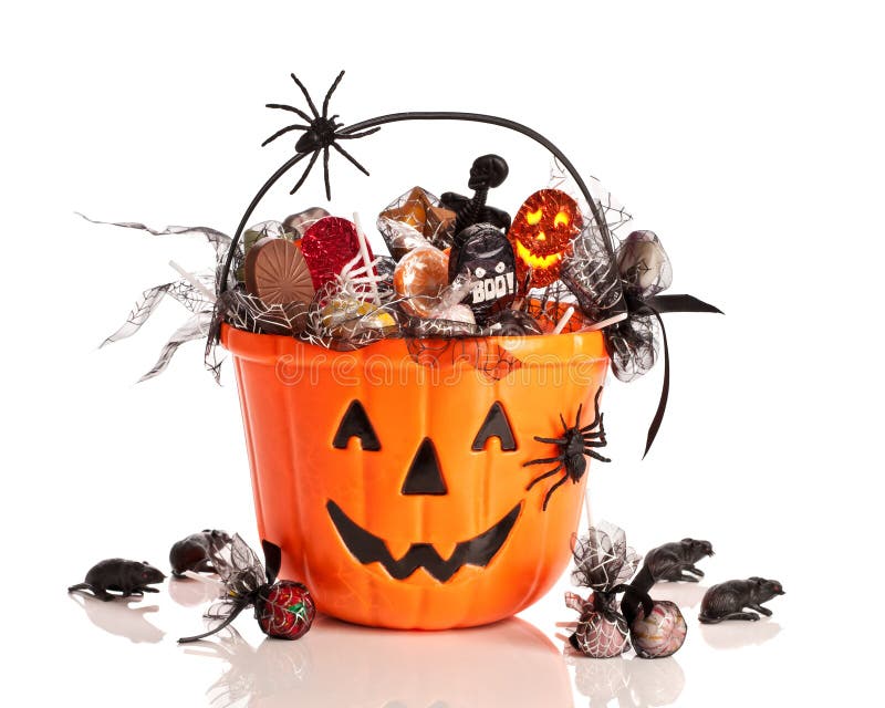 Trick or Treat Halloween Bucket Stock Photo Image of lollies, white