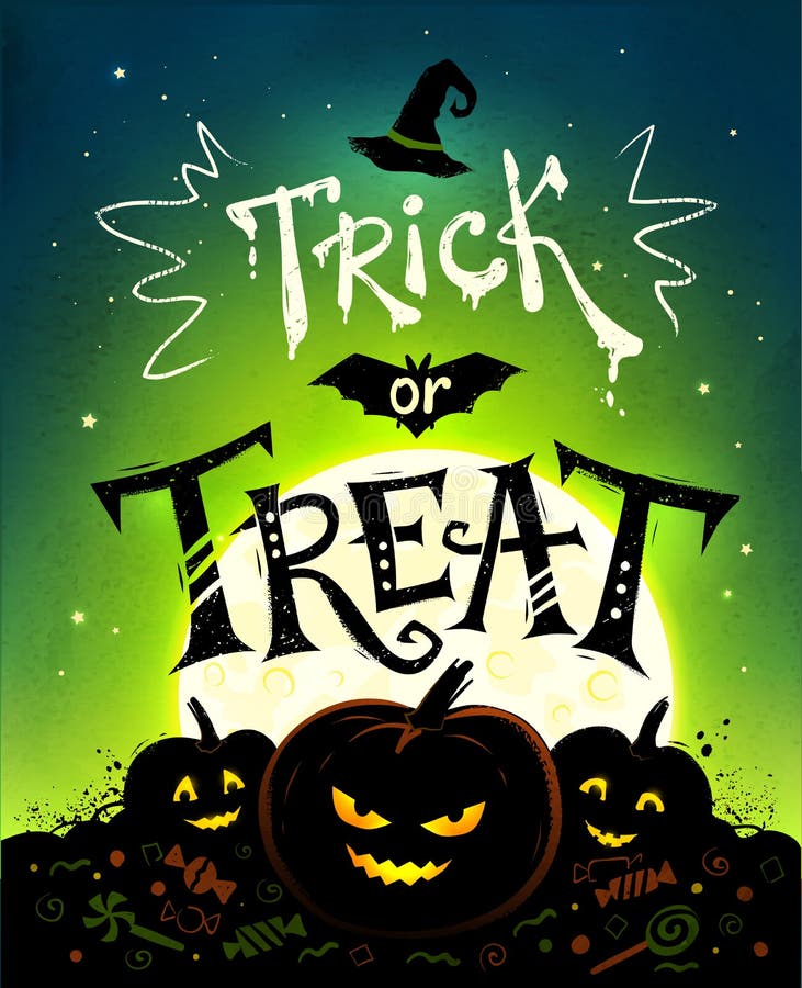 Trick or Treat Halloween Poster Stock Illustration - Illustration of ...
