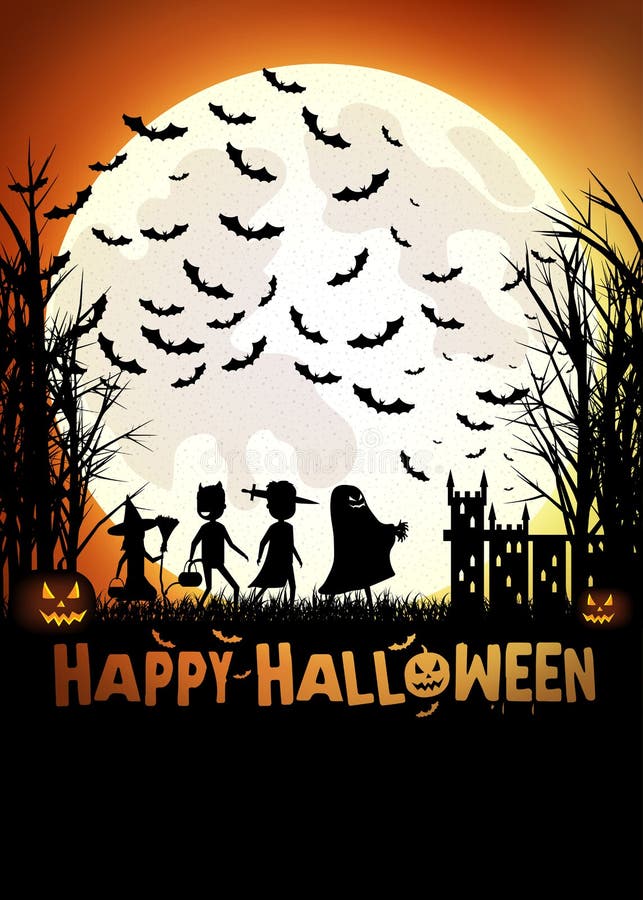 Trick or Treating on Halloween Stock Vector - Illustration of card ...