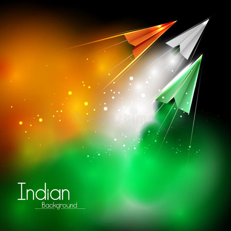 Tricolor Paper Plane Flying on Happy Independence Day of India Background  Stock Vector - Illustration of green, concept: 95944164