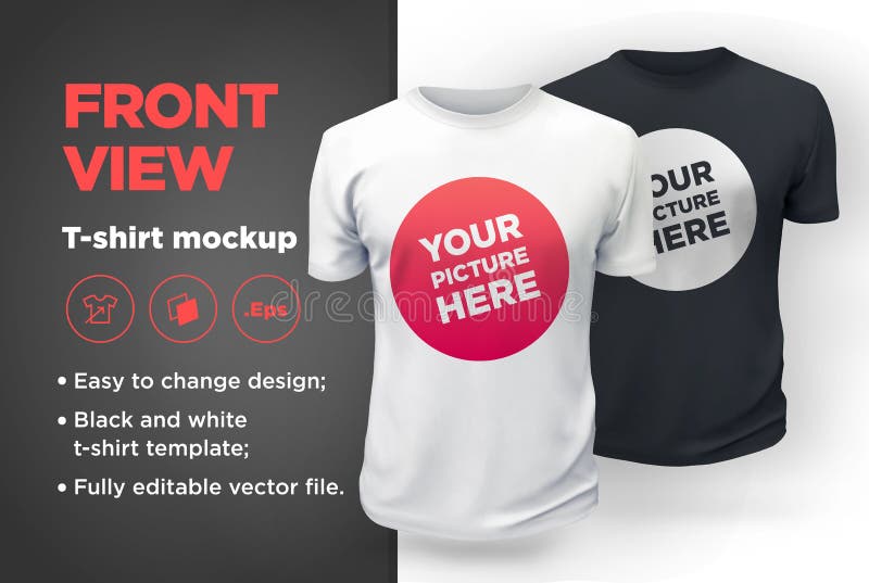 Tricou alb și negru cu manșon scurt. vedere frontală royalty free illustration