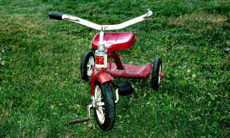 old red tricycle