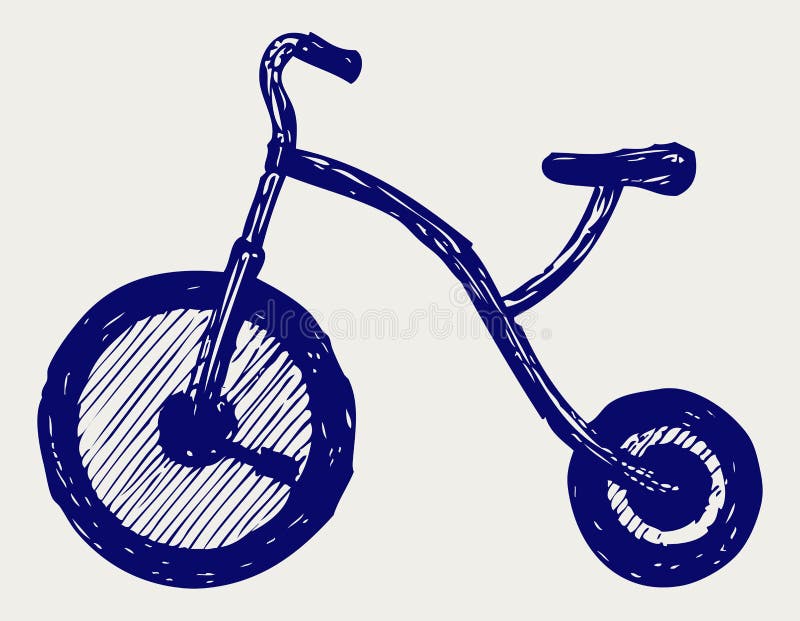 Tricycle sketch stock illustration. Illustration of three 14446543