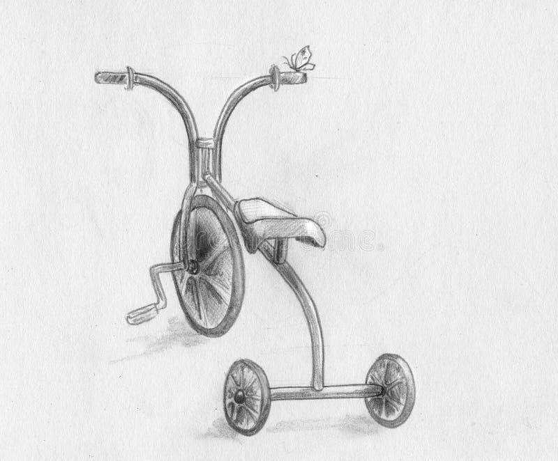 Tricycle - sketch stock illustration. Illustration of three - 14446543