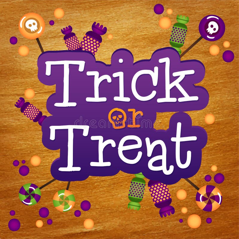Trikowy lub funda Szczęśliwy Halloweenowy kartka z pozdrowieniami złoto ilustracji Trikowy lub funda Szczęśliwy Halloweenowy kartka z pozdrowieniami złoto ilustracji