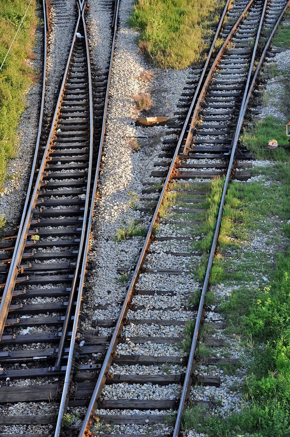 Trilhas de estrada de ferro em mudança imagens de stock Trilhas de estrada de ferro em mudança imagens de stock