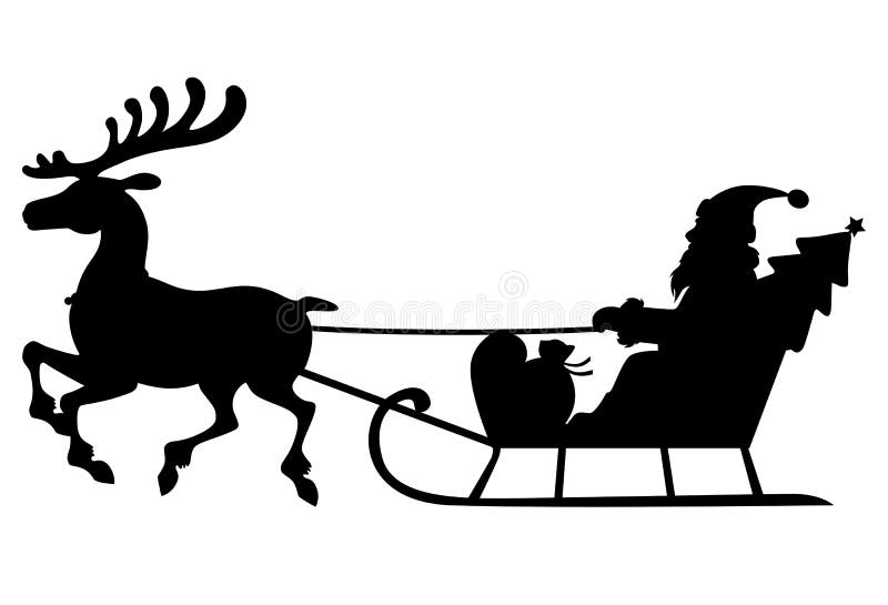 Trineo de Santa Claus de la silueta con los ciervos libre illustration Trineo de Santa Claus de la silueta con los ciervos libre illustration