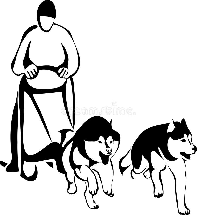 Trineo que compite con perros a partir de dos huskyes siberianos libre illustration Trineo que compite con perros a partir de dos huskyes siberianos libre illustration