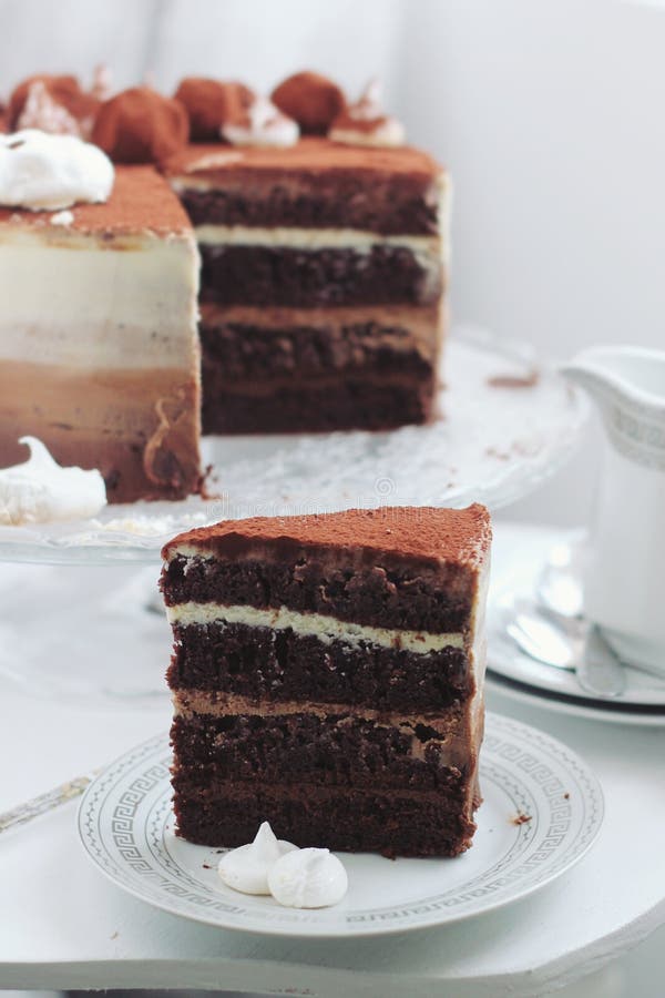 Triple ChocOlate Ombre Cake Stock Photo Image of perfect, cream 65165348