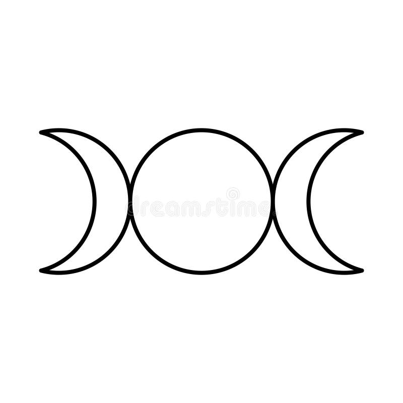 Triple goddess symbol, moon phases, Maiden, Mother and Crone. Mythology, wicca, witchcraft. Vector illustration
