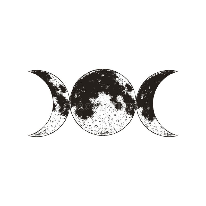 Triple goddess symbol, three moons, wicca, witchcraft, magical symbol, vector illustration vector illustration Triple goddess symbol, three moons, wicca, witchcraft, magical symbol, vector illustration vector illustration