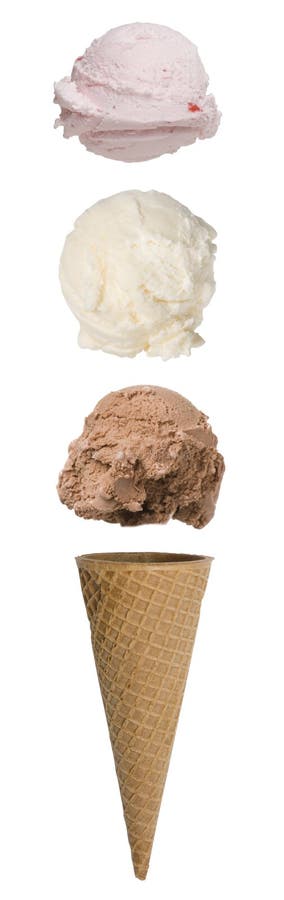 Triple Scoop Ice Cream Cone stock photos