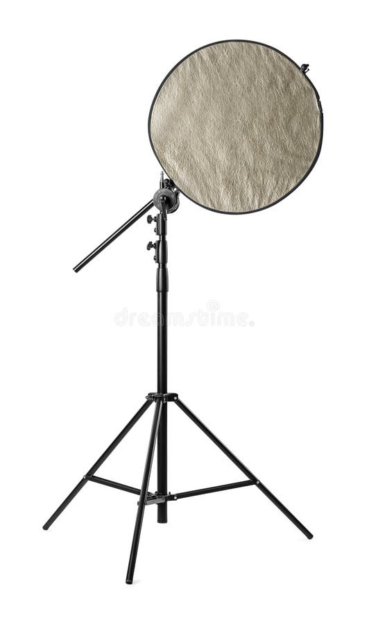 Tripod with Studio Reflector Isolated on White. Professional
