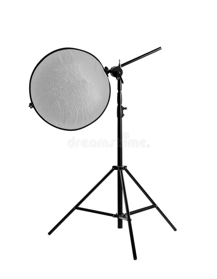 Tripod with Studio Reflector Isolated on White. Professional