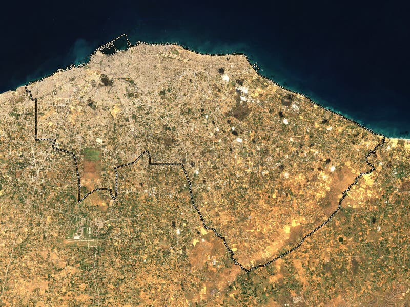 Tripoli, Libya. Lowres Satellite. No Legend Stock Illustration