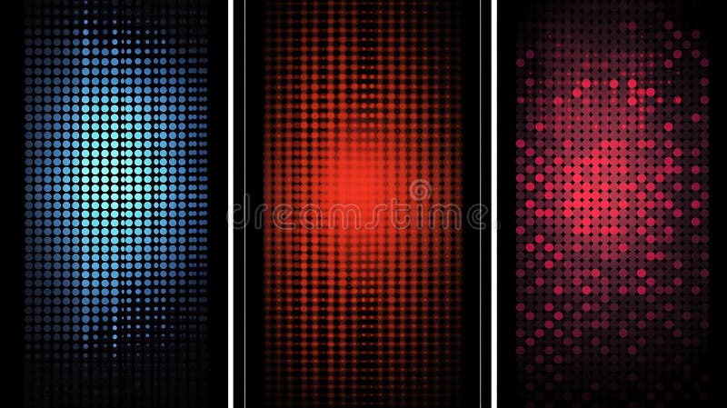 Triptych abstract al modelelor circulare strălucitoare stock images