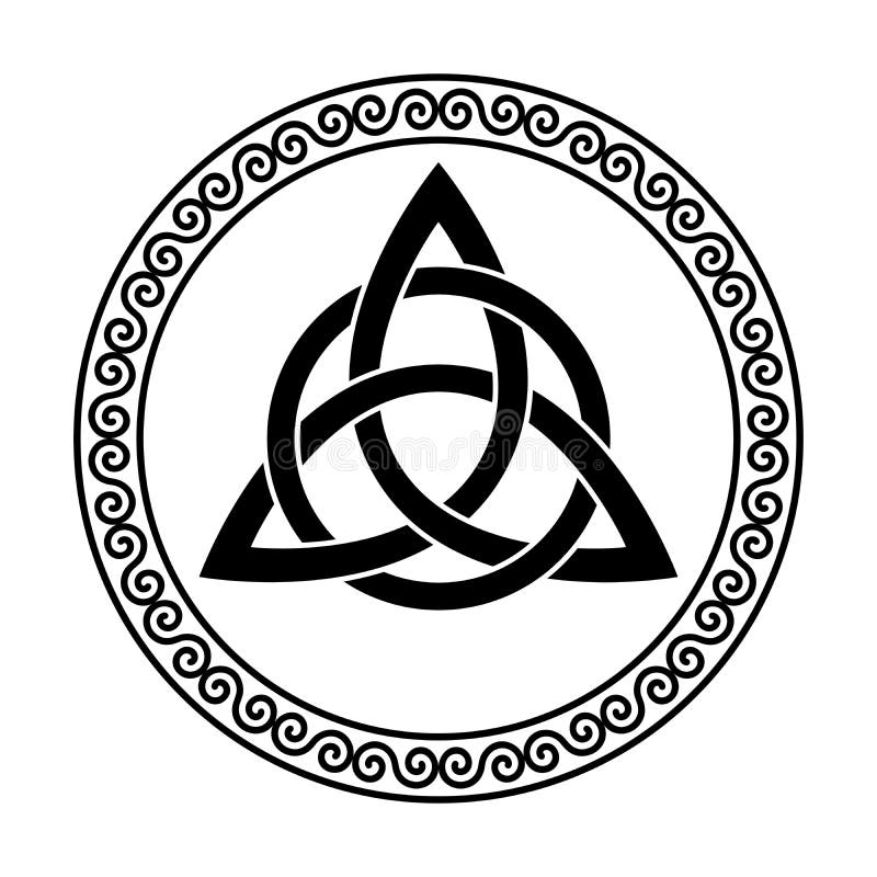 Triquetra com nó celta triangular circular em armação espiral circular