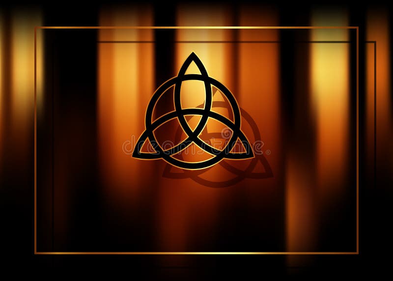 Triquetra, Dreiheits-Knoten, Wiccan-Symbol f?r Schutz Unscharfer Feuerhintergrund des Brennens von magischen Kerzen Mystischer Hi lizenzfreie abbildung Triquetra, Dreiheits-Knoten, Wiccan-Symbol f?r Schutz Unscharfer Feuerhintergrund des Brennens von magischen Kerzen Mystischer Hi lizenzfreie abbildung