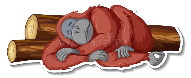 Triste Orangoutan Déposer Un Autocollant De Dessin Animé Illustration