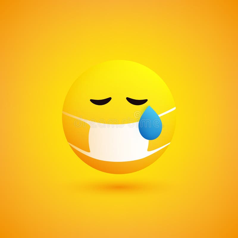 Chorando Emoji Triste Com Cabelo Engraçado Emoticon Simples Fundo