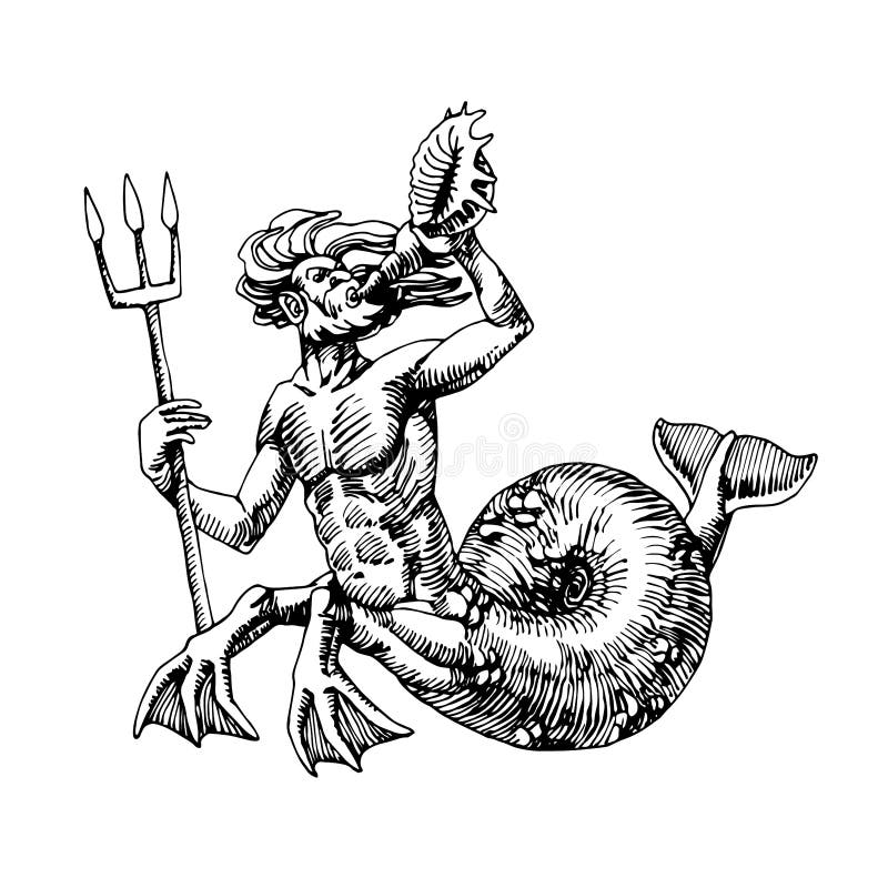 Greek god of wind. Ink black and white drawing - Stock Illustration  [75219898] - PIXTA